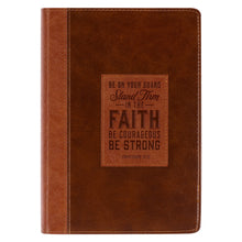 Charger l'image dans la galerie, Stand Firm Two-tone Brown Faux Leather Classic Journal - 1 Corinthians 16:13