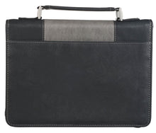 Load image into Gallery viewer, Bible Cover - LARGE - Black and Gray, Faux Leather