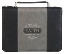 Load image into Gallery viewer, Bible Cover - LARGE - Black and Gray, Faux Leather