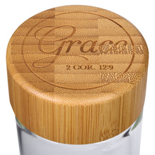 Charger l'image dans la galerie, My Grace is Sufficient Glass Water Bottle with Bamboo Lid and Sleeve