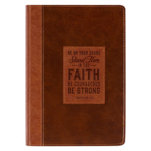 Charger l&#39;image dans la galerie, Stand Firm Two-tone Brown Faux Leather Classic Journal - 1 Corinthians 16:13
