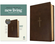 NLT Giant print Filament Bible - Rustic Brown Gold Cross red letters