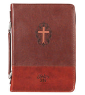 Bible Cover - LARGE - Two-Tone Brown, Faux Leather