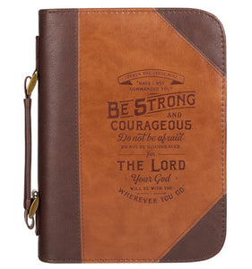 Bible Cover - LARGE - Two-tone Toffee and Chocolate Brown, Faux Leather