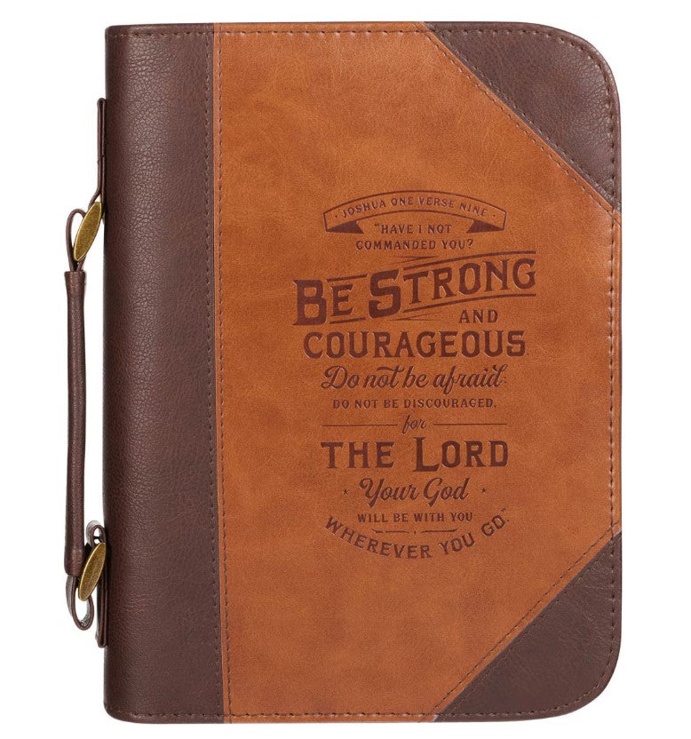 Bible Cover - LARGE - Two-tone Toffee and Chocolate Brown, Faux Leather