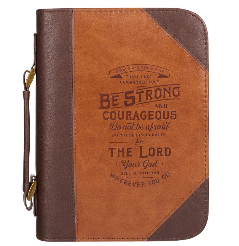 Bible Cover - X-LARGE - Two-tone Toffee and Chocolate Brown, Faux Leather