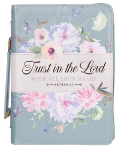 Bible Cover - LARGE - Pearlescent Pewter Floral