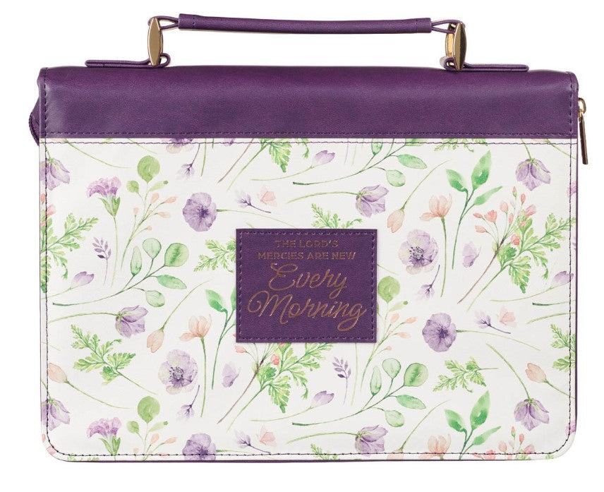 Bible Cover - MEDIUM - Purple Floral, Faux Leather