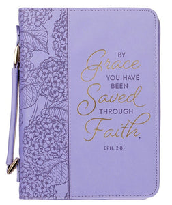 Bible Cover - MEDIUM - Hydrangea Lavender, Faux Leather