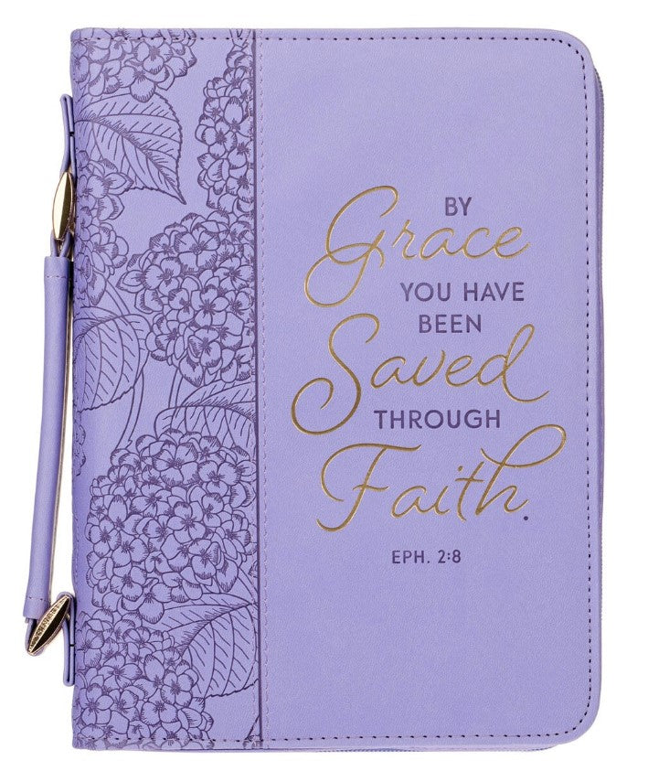 Bible Cover - MEDIUM - Hydrangea Lavender, Faux Leather