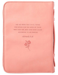 Bible Cover - MEDIUM - Peach Floral, Faux Leather