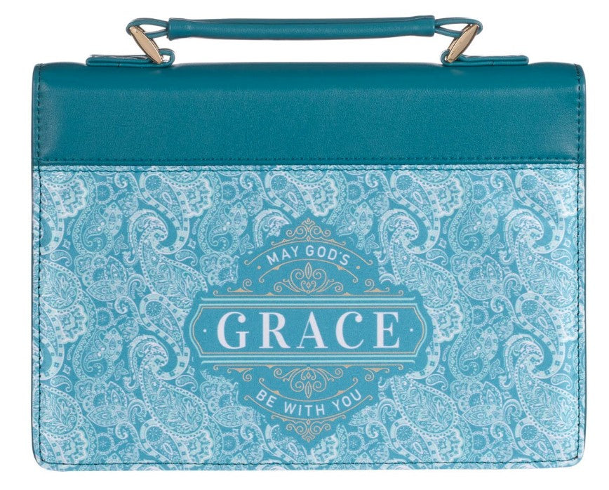 Bible Cover - MEDIUM - Teal Paisley, Faux Leather