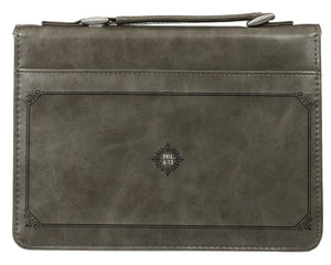 Bible Cover - LARGE - Gray, Faux Leather
