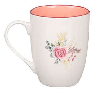 Mug - Pink Floral Cross Ceramic
