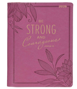 2026 - 18 Month Planner, Pink Faux Leather, Zippered