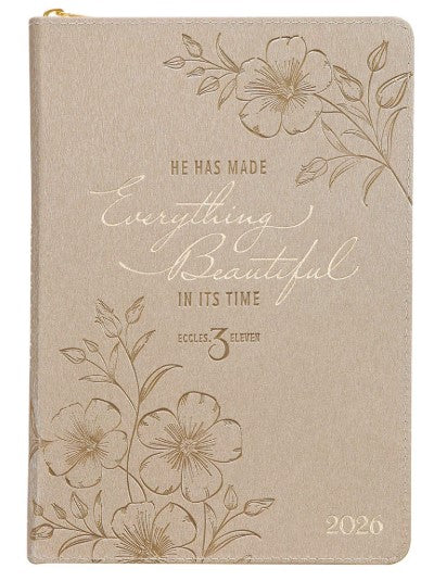 2026 - 12 Month Planner, Gold Faux Leather with zipper