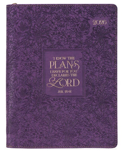 2026 - 18 Month Planner, Purple Faux Leather with zipper