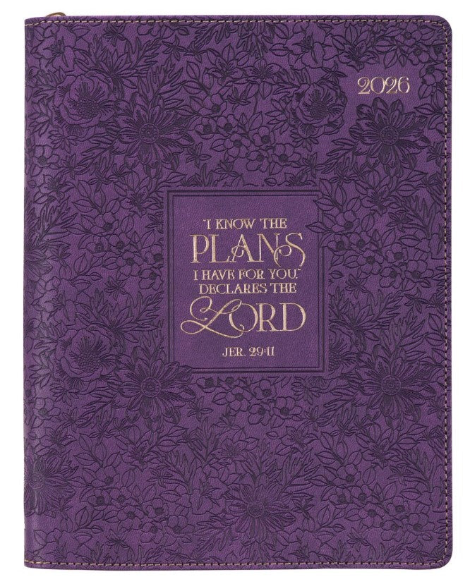 2026 - 18 Month Planner, Purple Faux Leather with zipper