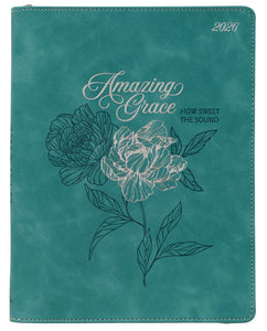 2026 - 18 Month Planner, Teal Faux Leather with zipper
