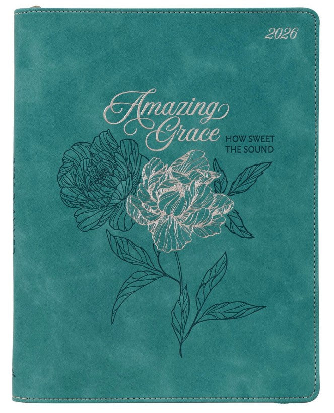 2026 - 18 Month Planner, Teal Faux Leather with zipper