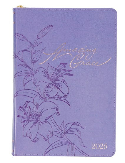 2026 - 18 Month Planner, Purple Faux Leather with zipper
