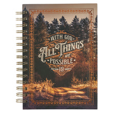 Load image into Gallery viewer, With God All Things are Possible Woodgrain Wirebound Journal - Matthew 19:26
