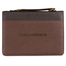 Load image into Gallery viewer, The LORD is My Strength Brown Bible Cover - Exodus 15:2 (Medium) (Bible Cover)
