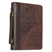 Load image into Gallery viewer, The LORD is My Strength Brown Bible Cover - Exodus 15:2 (Medium) (Bible Cover)
