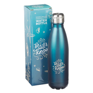 Be still & know stainless steel water bottle - frosty blue