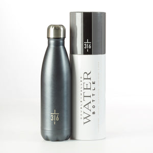 Cross stainless steel water bottle - black