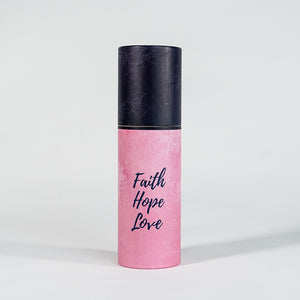 Faith Hope Love Glass Water Bottle in Pink