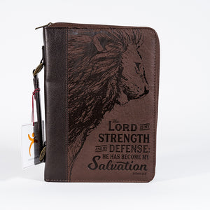 The LORD is My Strength Brown Bible Cover  - Exodus 15:2 (Medium) (Couvre Bible)