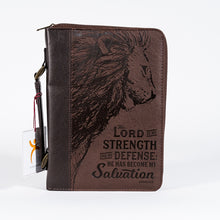 Load image into Gallery viewer, The LORD is My Strength Brown Bible Cover - Exodus 15:2 (Large) (Couvre Bible)
