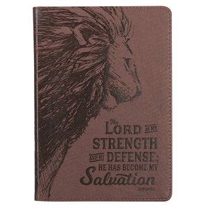 My Strength &amp; My Defense Brown Faux Leather Journal - Exodus 15:2