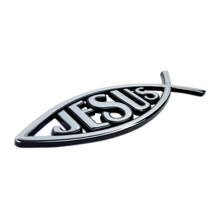 Emblème auto poisson / Jésus - Argent