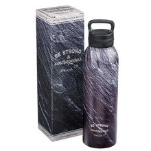 Charger l&#39;image dans la galerie, Strong &amp; Courageous black stone stainless steel water bottle - Joshua 1:9
